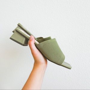Knit Kitten Heel Block Sandals